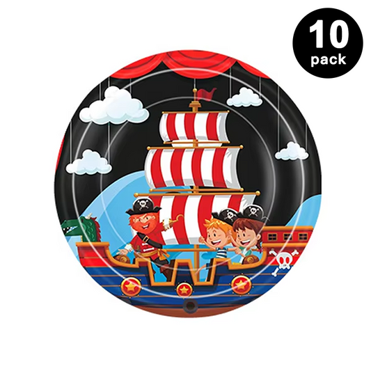 Pirate Theme 7 inch 18cm Paper Plates Round (Pack of 10)