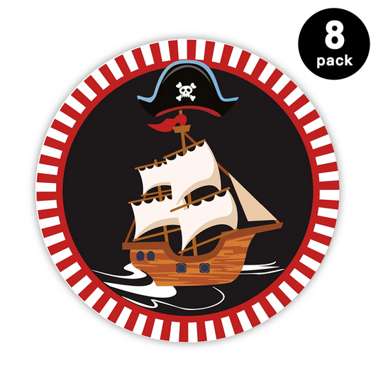 Pirate Theme 7 inch 18cm Paper Plates Round (Pack of 8)