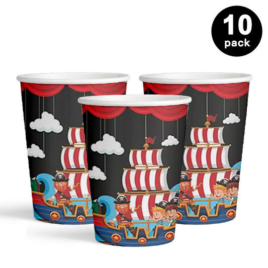 Pirate Theme 250ml Paper Cups (Pack of 10)
