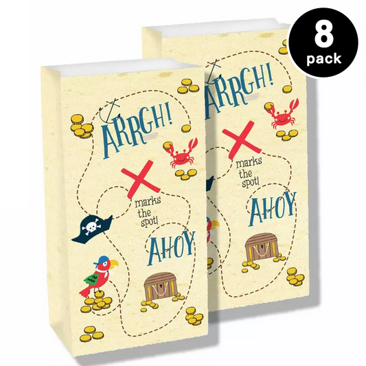 Ahoy Pirates Theme Paper Gift Bags (Pack of 8)