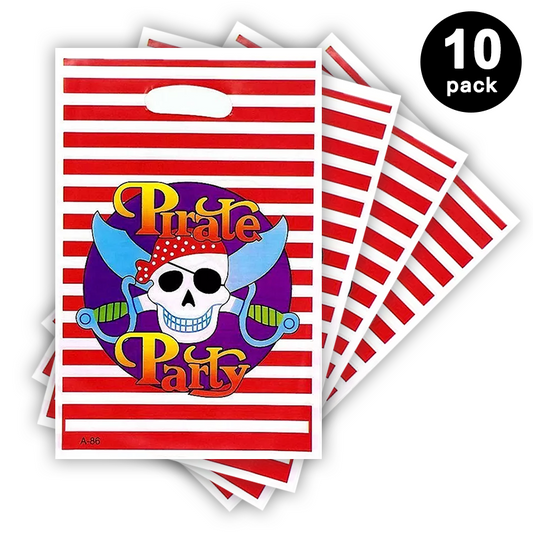 Pirate Theme Gift Loot Bags Plastic (Pack of 10)