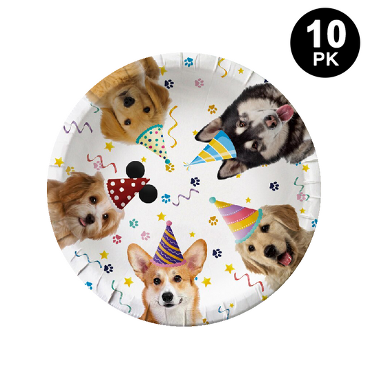 Pet Dog Party 18cm Paper Plates Round 10pk