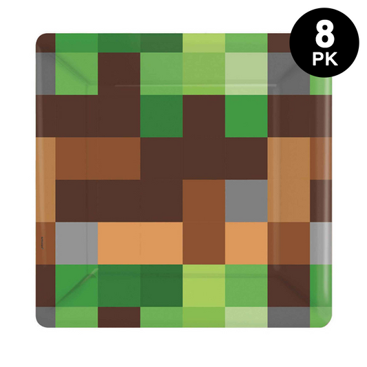 TNT Party! Minecraft Themed 23cm 9 inch Square Paper Plates 8PK