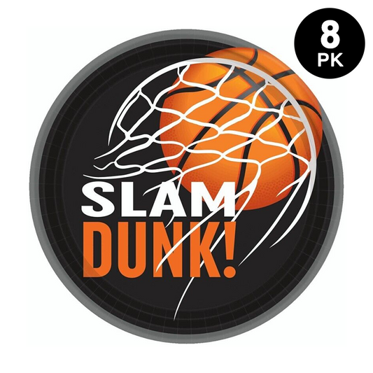 Basketball Fan Slam Dunk Party 17cm Paper Plates Round 8pk
