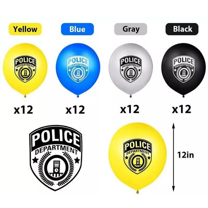 50pcs Police Department Printed Latex Balloons Police Car Shaped Foil Balloons