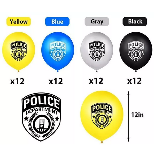 50pcs Police Department Printed Latex Balloons Police Car Shaped Foil Balloons