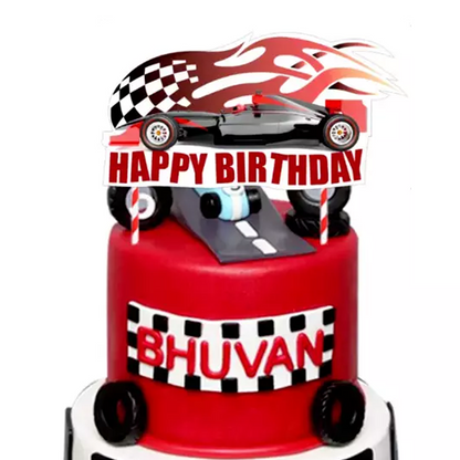 Racing Car Theme Birthday Cake Topper