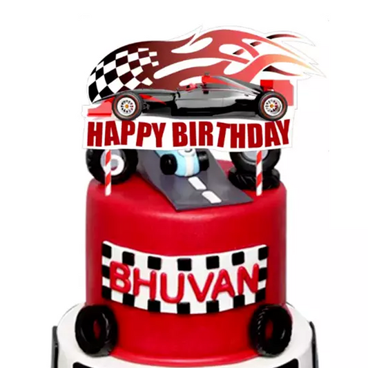 Racing Car Theme Birthday Cake Topper