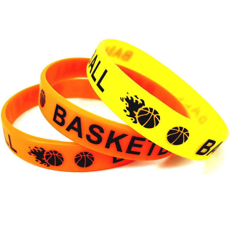 Basketball Theme Silicone Bracelets | Rubber Wristbands 12pk