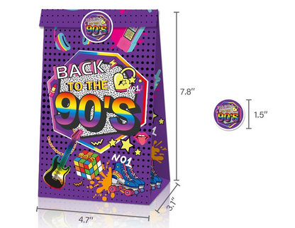 Back to the 90's Theme Gift Bags Paper 12pk