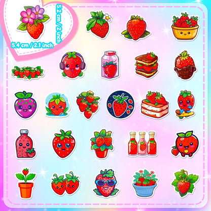 Strawberry Theme Vinyl Stickers 50 Pack