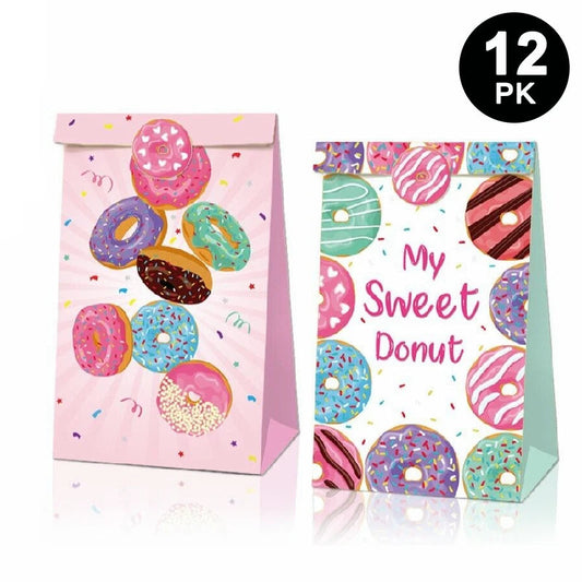 My Sweet Donuts Paper Gift Bags with Mini Stickers 12PK