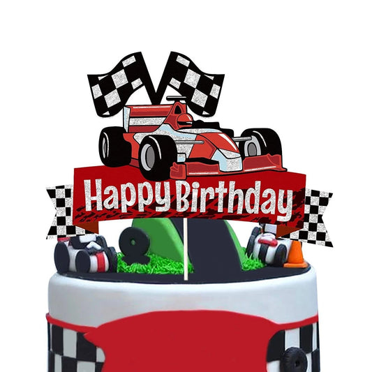 Racing Car Theme Birthday Cake Topper