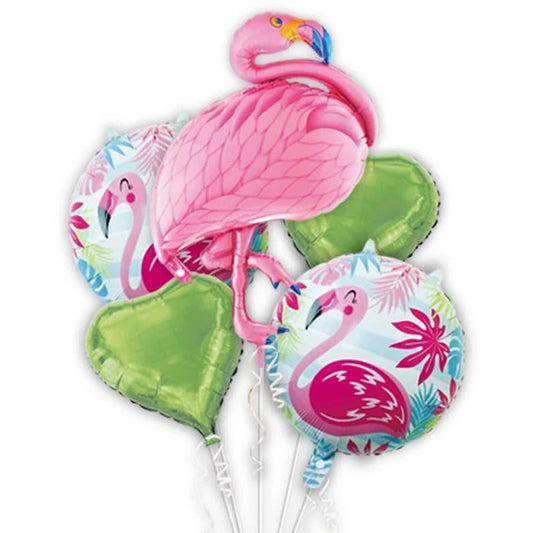 Hawaii Tropical Flamingo Shaped Foil Balloons 5pcs