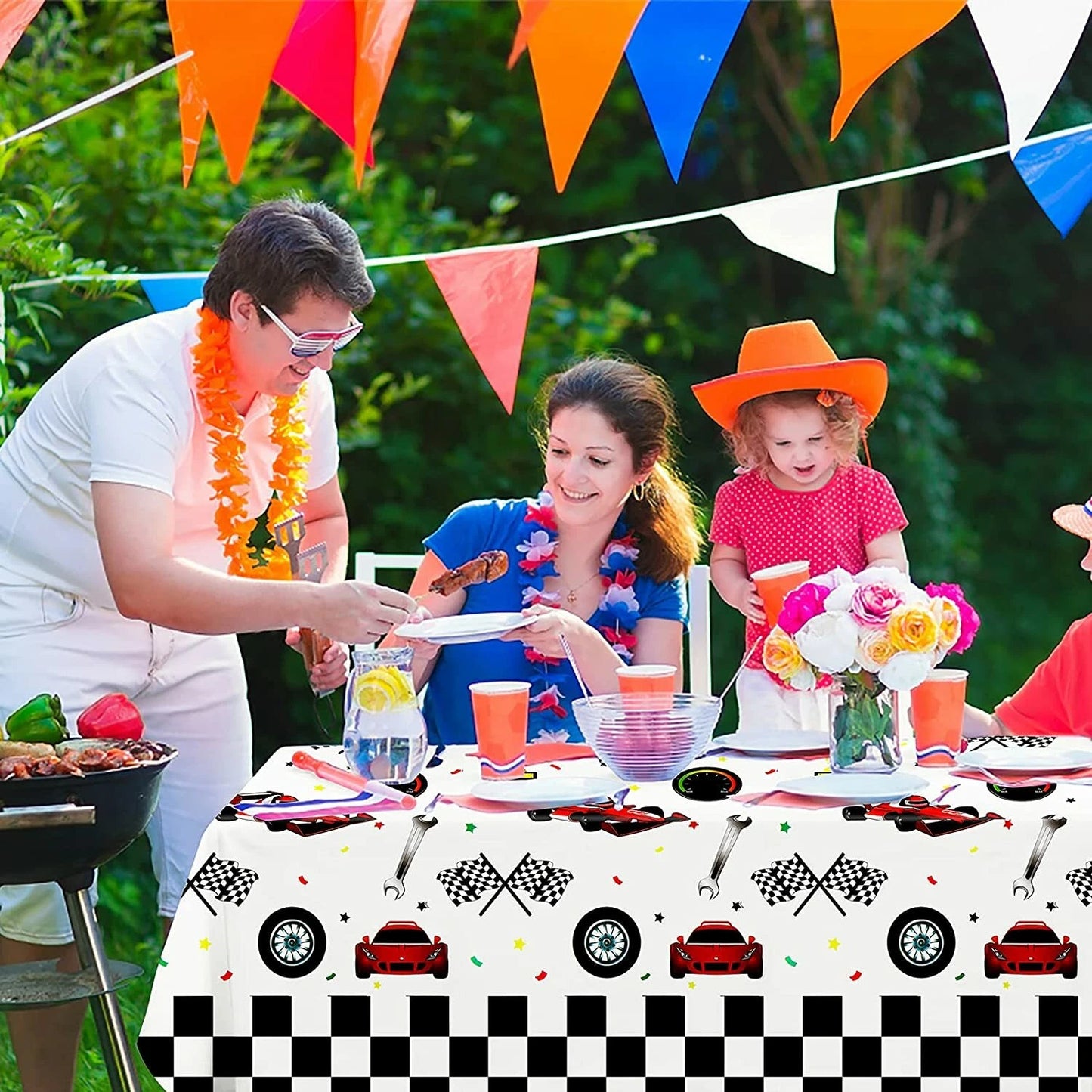 Racing Car Theme Birthday Tablecloth Plastic 220cm x 130cm