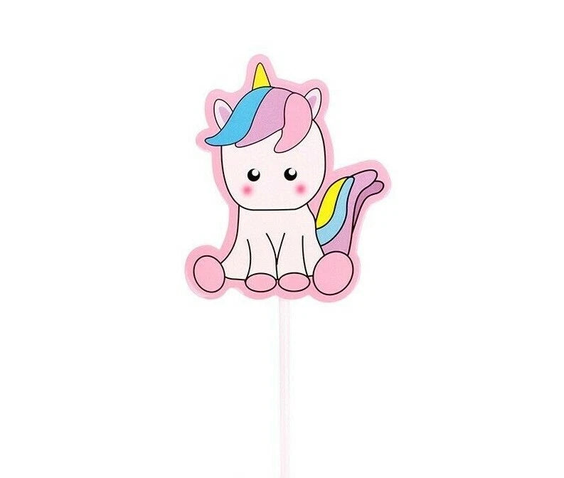 Unicorn Rainbow Theme Birthday Cake Decorating Toppers 6 pack