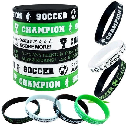 Soccer Champion Silicone Bracelets Rubber Wristbands 12 Pack