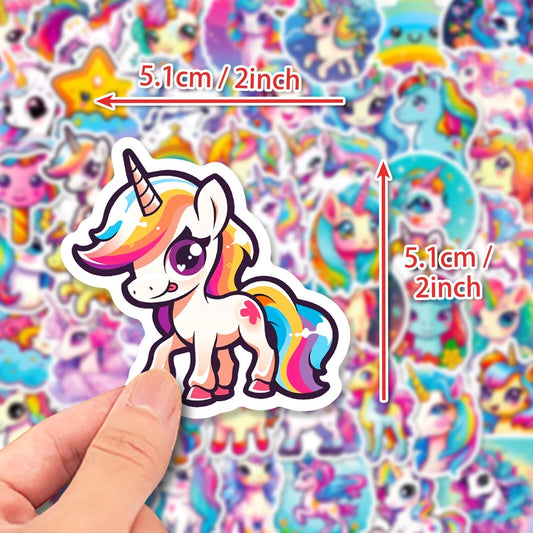 50pcs Cute Unicorn Theme Vinyl Stickers