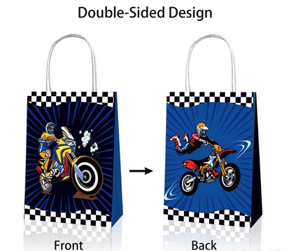 Motorcycle Paper Gift Bags with Handles 12PK