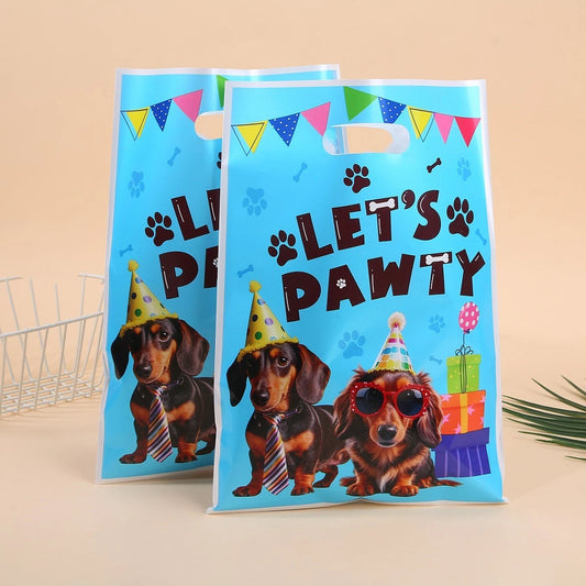 Lets Pawty Pet Dogs Party Gift Loot Bags Plastic 10 Pack