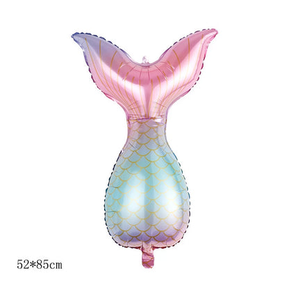 Mermaid Tail Shell Shaped Foil Latex Balloons (Purple) 9pcs