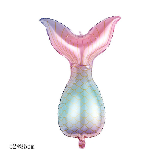 9pcs Mermaid Tail Shell Shaped Foil Latex Balloons (Purple)