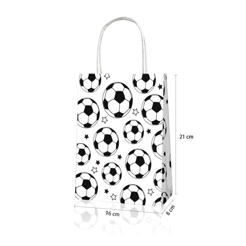 Soccer Print Paper Gift Bags with Handles (Pack of 12)
