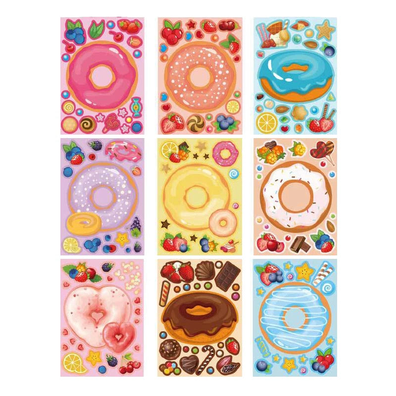 My Sweets Donuts DIY Stickers 9 Sheets Pack Kids Party Activities