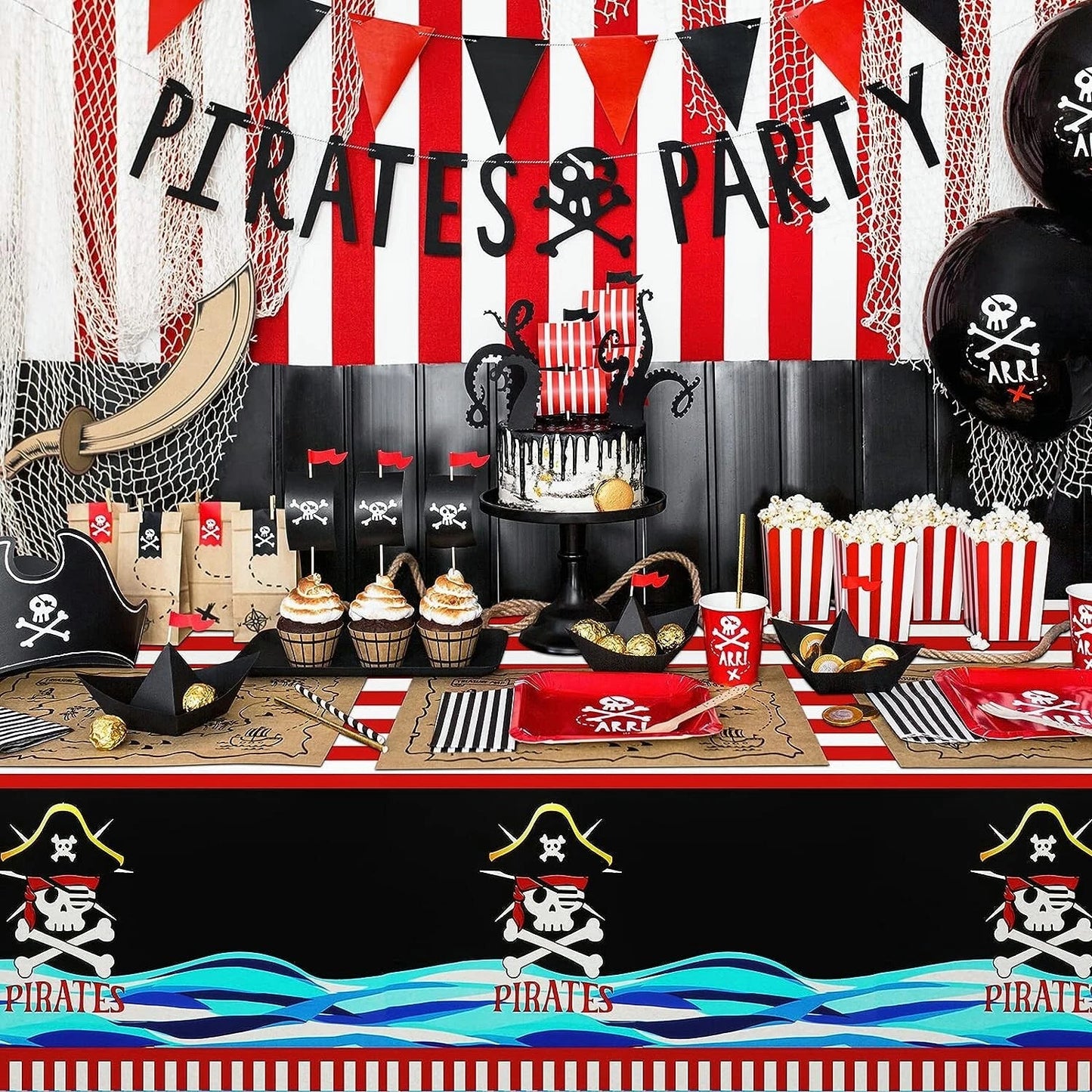 Pirate Theme Birthday Table Cover Plastic 180cm x 108cm