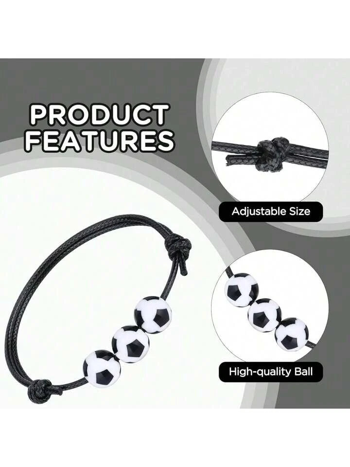 Soccer Theme Adjustable Sport Bracelet 12 Pack