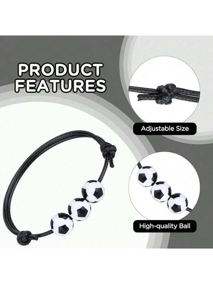 Soccer Theme Adjustable Sport Bracelet 12 Pack