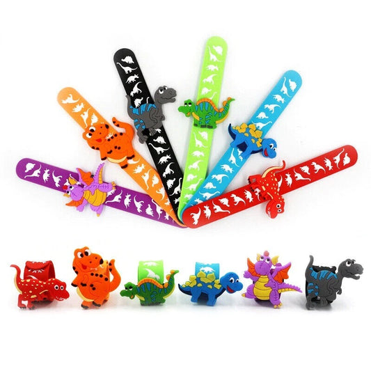 6pcs Cute Dinosaur Slap Band Bracelet | Kids Birthday Party Favours Gift Bag Fillings