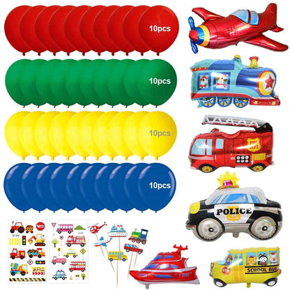 Transportation Vehicles Party Decoration Set | Banner Balloon garland Cake Toppers