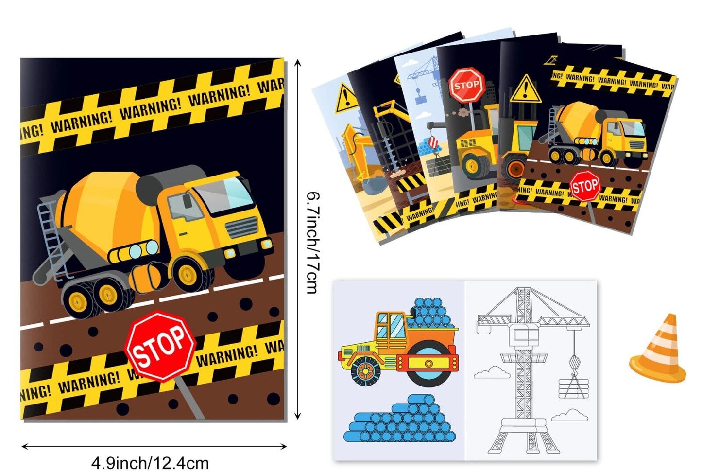 12pcs Construction DIY Coloring Books | Kids Party Favor Art Drawing Trucks Activity
