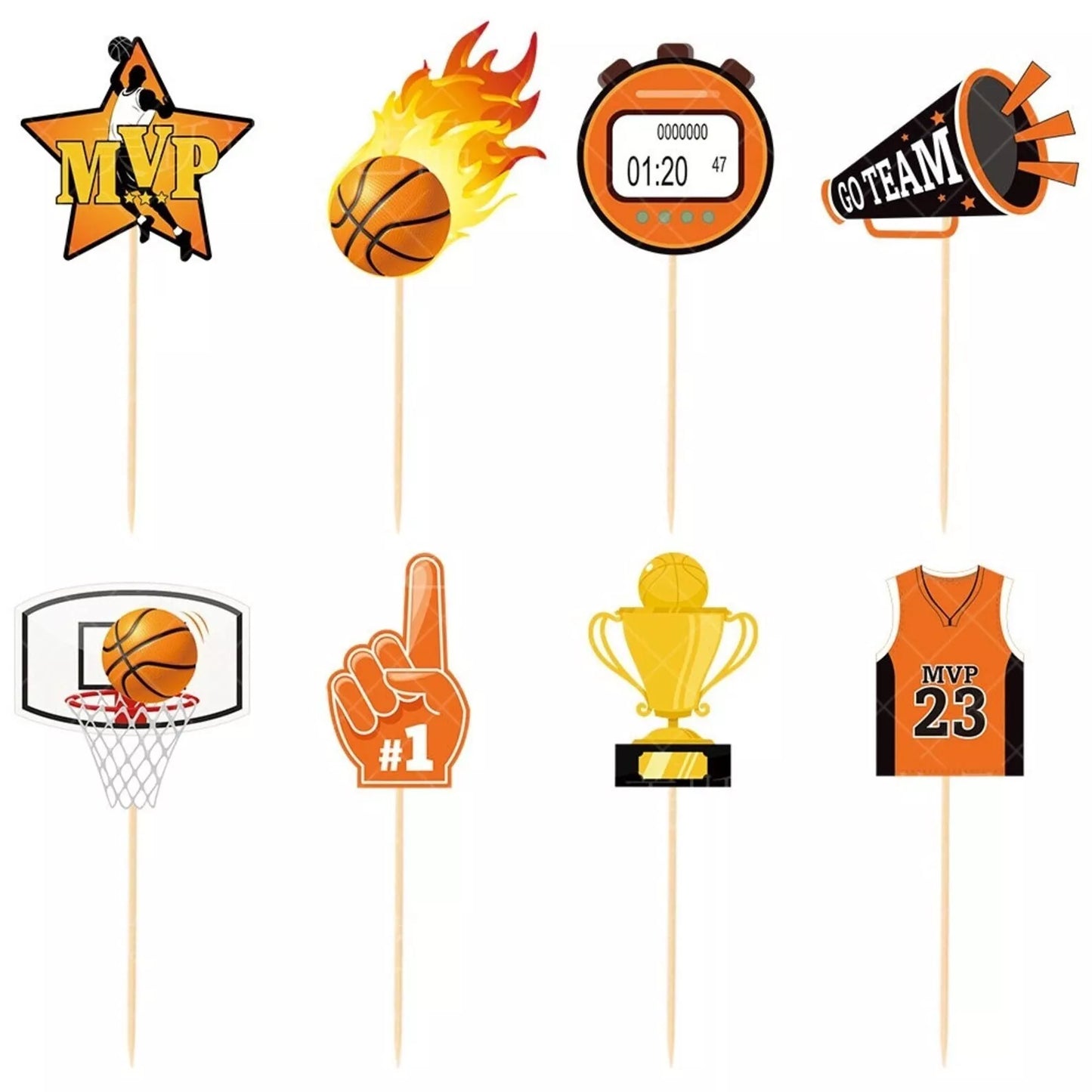 Basketball Theme MVP Cupcake Toppers 16pk