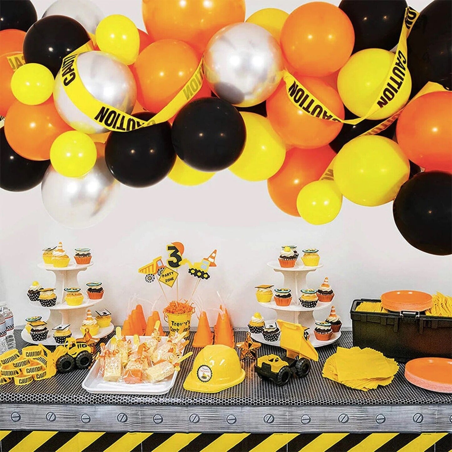 Construction Theme Balloon Arch Kit with Caution Tapes
