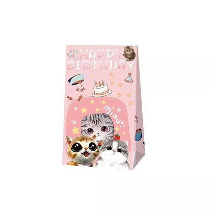 Cute Cats and Kittens Paper Gift Bags with Mini Stickers (Pack of 12)
