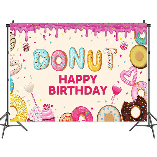 My Sweet Donuts Birthday Party Backdrop Banner 150cm x 100cm