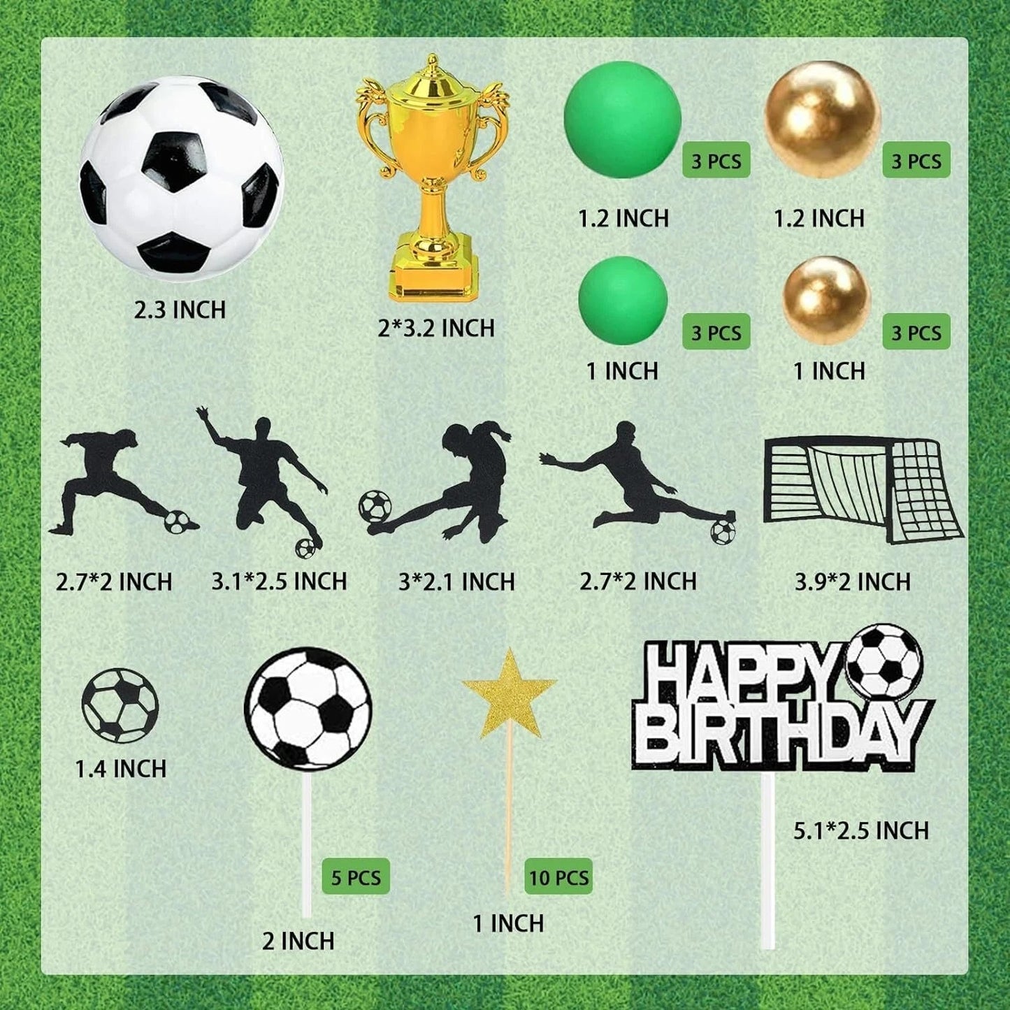 Soccer Champion Birthday Cake Topper Decorating Set