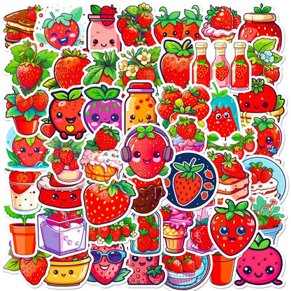 Strawberry Theme Vinyl Stickers 50 Pack