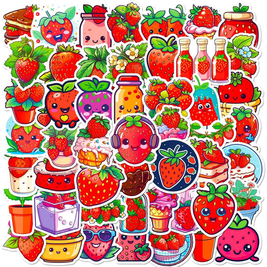 Strawberry Theme Vinyl Stickers 50 Pack