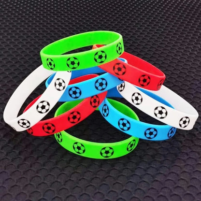 Soccer Theme Silicone Bracelets Rubber Wristbands 12 Pack