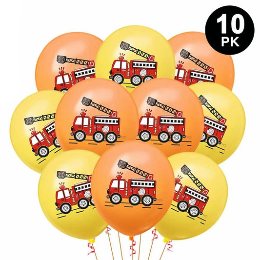 10pcs Fire Truck Printed 12 inch Latex Balloons