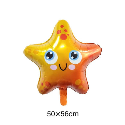 27pcs Mermaid Shell Starfish Shaped Foil Latex Balloons