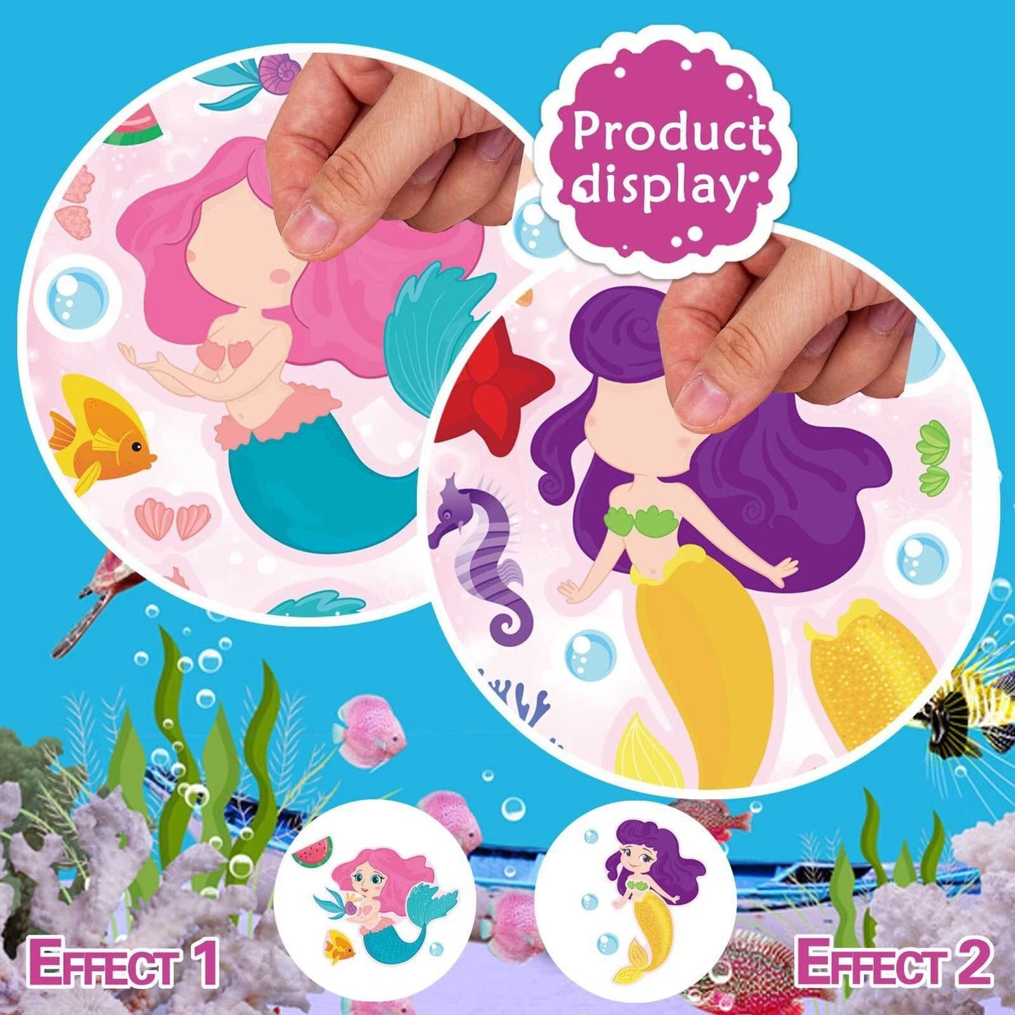 Mermaid Princess Make a Face DIY Stickers (8 Sheets)