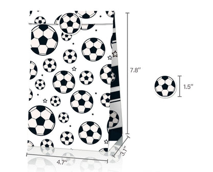 Soccer Print Paper Gift Bags with Mini Stickers (Pack of 12)