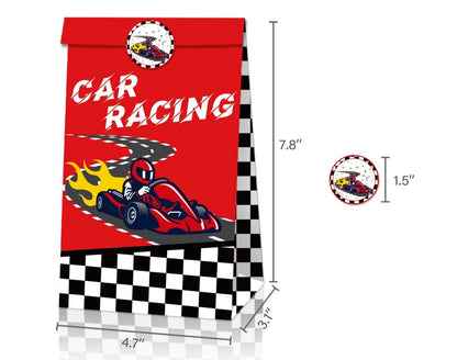 Racing Car Theme Paper Gift Bags with Mini Stickers (Pack of 12)