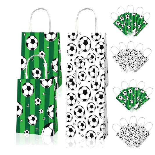 Soccer Print Paper Gift Bags with Handles (Pack of 12)