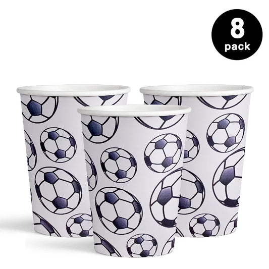 Soccer Print 250ml Paper Cups 8 Pack