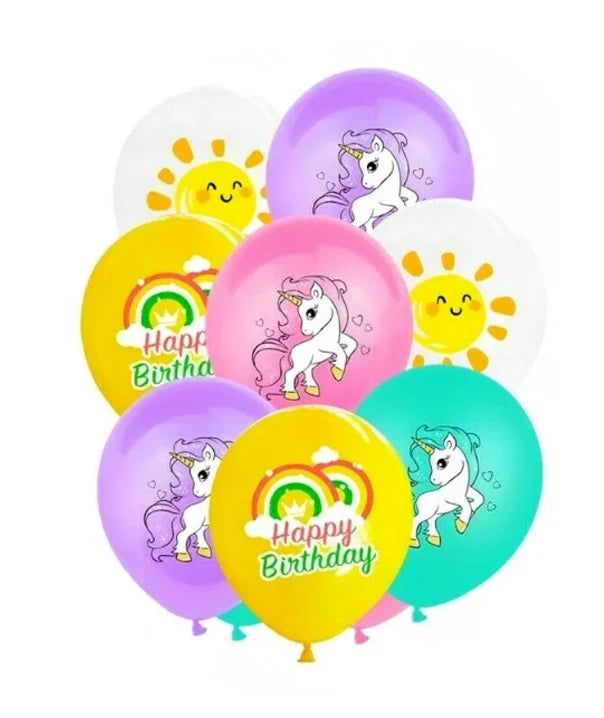 Unicorn Theme Birthday Assorted Latex Balloons 20pcs